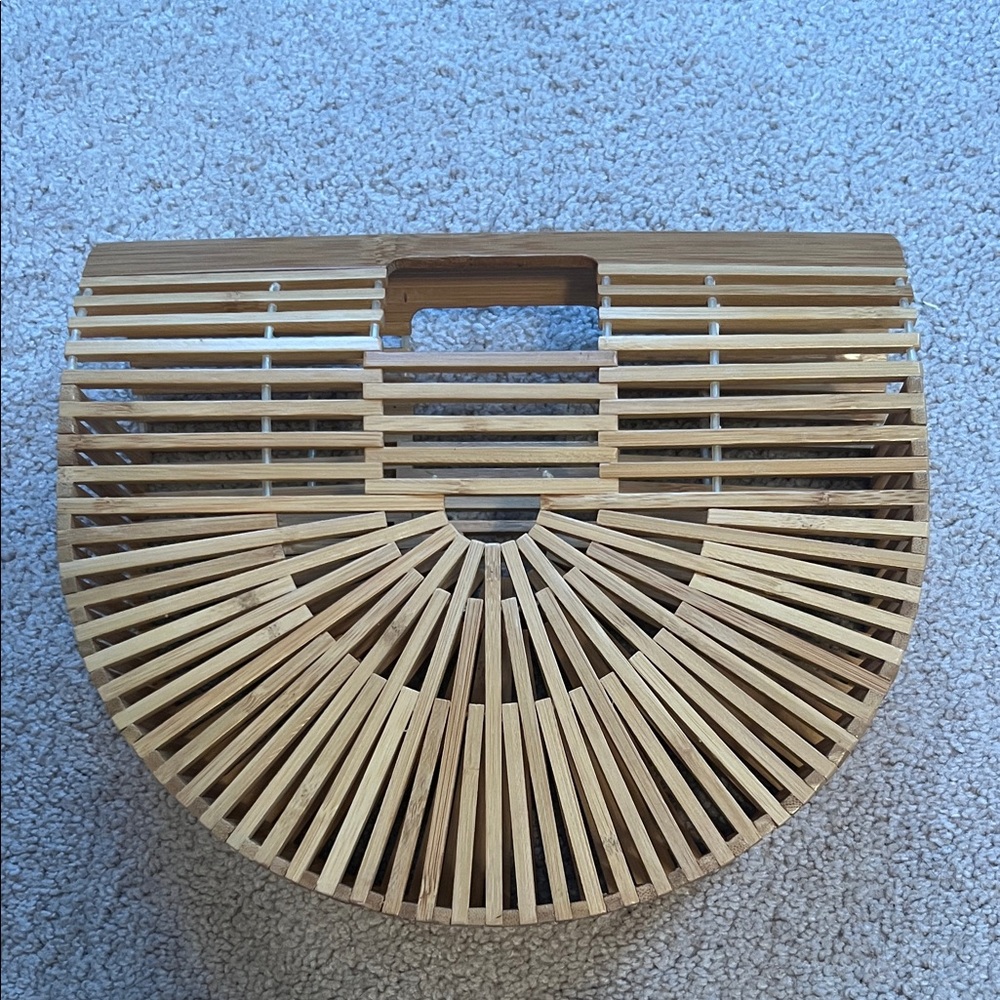 Natural Bamboo Half-Moon Handbag